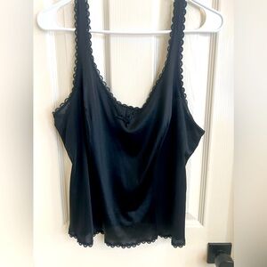 Chic Black Lace-Trimmed vintage Cami